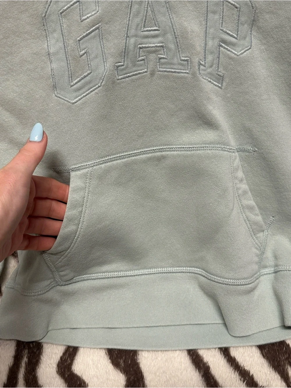 Girls GAP Light Sage Hoodie - Embroidered Logo